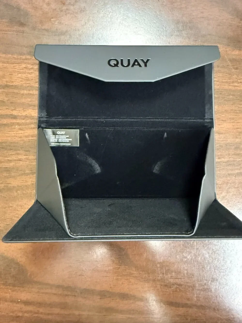 QUAY Matte Black Embossed Tri-Fold Sunglasses Case | Foldable Protective Eyewear